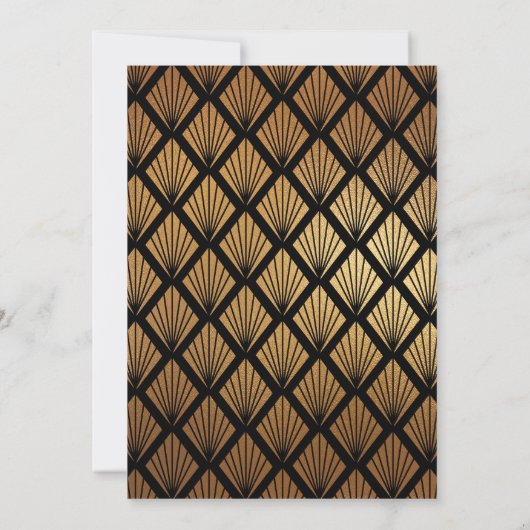 Zwart en goud folie Elegante Art Deco Bruiloft Fee Kaart (Achterkant)