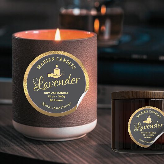 Zwart en goud folie Kaars Label