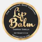 Zwart en goud folie lippenbalsem label (Voorkant)