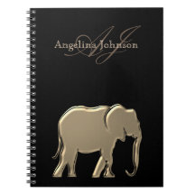 Zwart en goud folie Olifant Modern Monogram