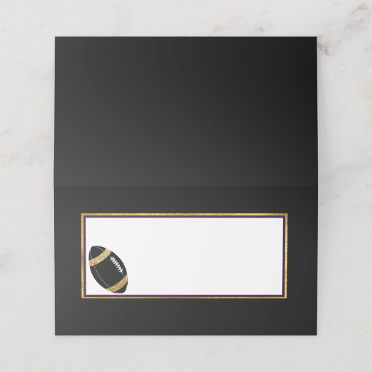 Zwart en goud Football bruiloft Plaatskaartje (Buitenkant ongevouwen)