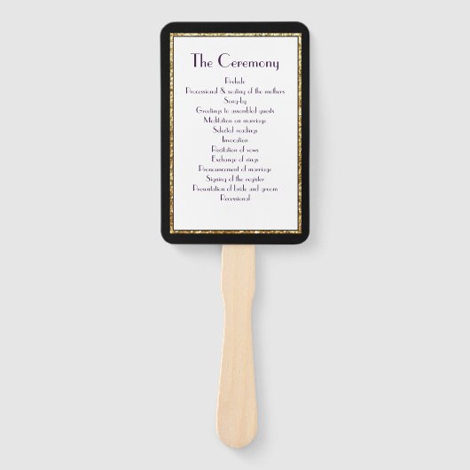 Zwart en Goud Football Huwelijksprogramma Fan Handwaaier (Voorkant)