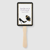 Zwart en Goud Football Huwelijksprogramma Fan Handwaaier (Achterkant)