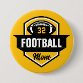Zwart en Goud Football Mom Custom Jersey Nummer Ronde Button 7,6 Cm (Voorkant)