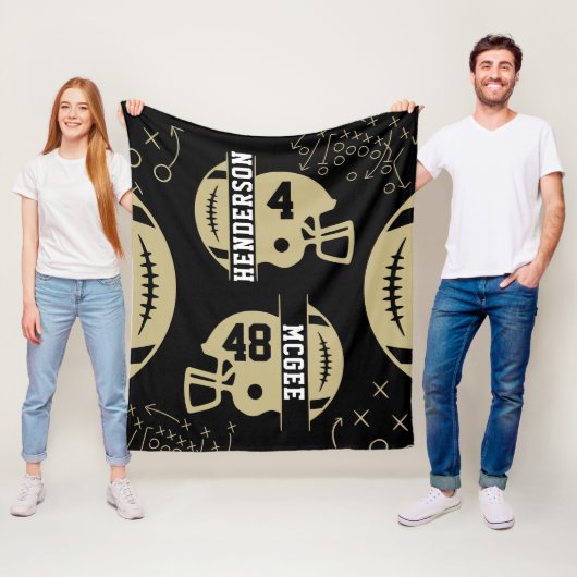 Zwart en Goud Football Spel Dag Fleece Deken (In situ)