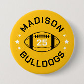 Zwart en Goud Football Speler Jersey Nummer Ronde Button 7,6 Cm (Voorkant)