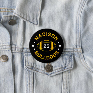 Zwart en Goud Football Speler Jersey Nummer Ronde Button 7,6 Cm