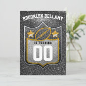 Zwart en Goud Football Team Kleuren Quarterback Kaart (Staand voorkant)