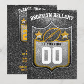 Zwart en Goud Football Team Kleuren Quarterback Kaart (Voorkant / Achterkant)