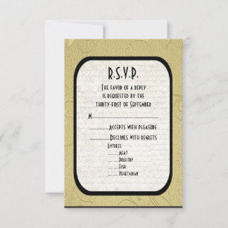 Zwart en goud formeel huwelijk R.S.V.P RSVP Kaartje