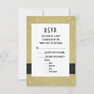 Zwart en goud formeel huwelijk R.S.V.P RSVP Kaartje