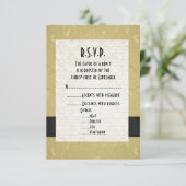 Zwart en goud formeel huwelijk R.S.V.P RSVP Kaartje (Staand voorkant)