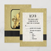 Zwart en goud formeel huwelijk R.S.V.P RSVP Kaartje (Voorkant / Achterkant)