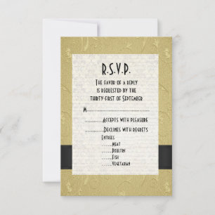 Zwart en goud formeel huwelijk R.S.V.P RSVP Kaartje