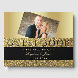 Zwart en Goud Foto Bruiloft Gastenboek