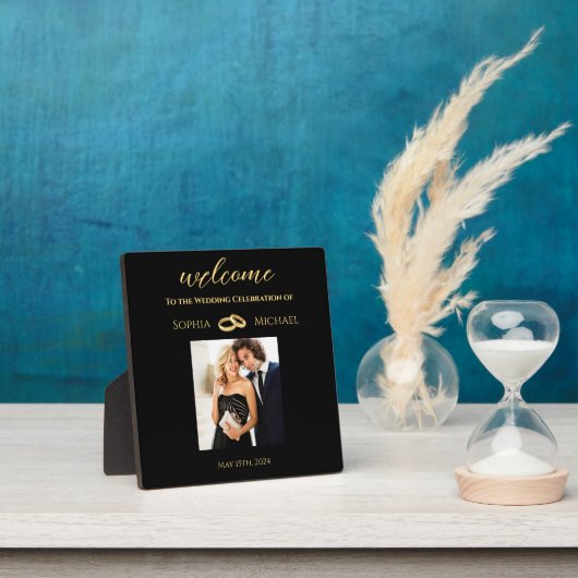 Zwart en Goud-Foto Bruiloft-Tafel Teken- Fotoplaat (Insitu)