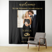 Zwart en Goud-Foto-Bruiloft- Wandkleed (In situ)