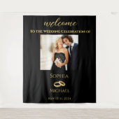 Zwart en Goud-Foto-Bruiloft- Wandkleed (Voorkant)