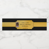 Zwart en Goud Foto Favor Waterfles Etiket (Enkel label)