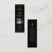 Zwart en Goud Foto Memorial Prayer Bladwijzer Mini Visitekaartje (Voorkant / Achterkant)