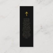 Zwart en Goud Foto Memorial Prayer Bladwijzer Mini Visitekaartje (Achterkant)