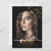 Zwart en Goud | Foto met Boog Afstuderen Aankondiging (Voorkant)