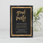 Zwart en goud | Foto van Graduation Party Kaart (Staand voorkant)