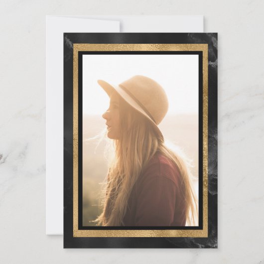 Zwart en goud | Foto van Graduation Party Kaart (Achterkant)