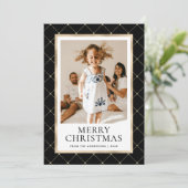 Zwart en Goud Foto Vrolijk Kerstfeest Kaart (Staand voorkant)
