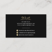 Zwart en goud fotografie trendy foto typografie visitekaartje (Achterkant)