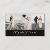 Zwart en goud fotografie trendy foto typografie visitekaartje (Voorkant)