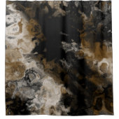 Zwart en Goud Fractal abstract Douchegordijn (Voorkant)