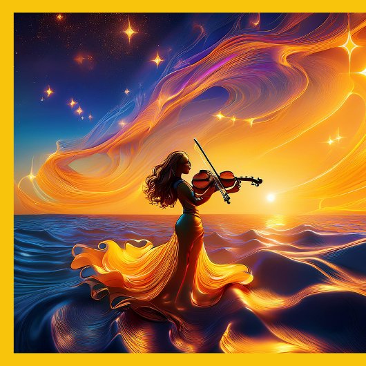 Zwart en goud fractal gemaakt van garen poster