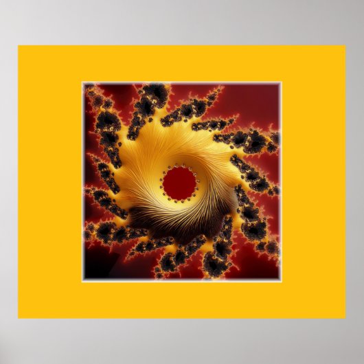 Zwart en goud fractal gemaakt van garen poster (Voorkant)