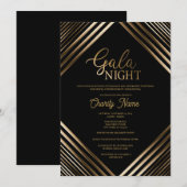 Zwart en Goud Gala Nachtuitnodiging Sjabloon Kaart (Voorkant / Achterkant)