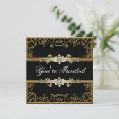 Zwart en Goud Galabal Kaart (Staand voorkant)