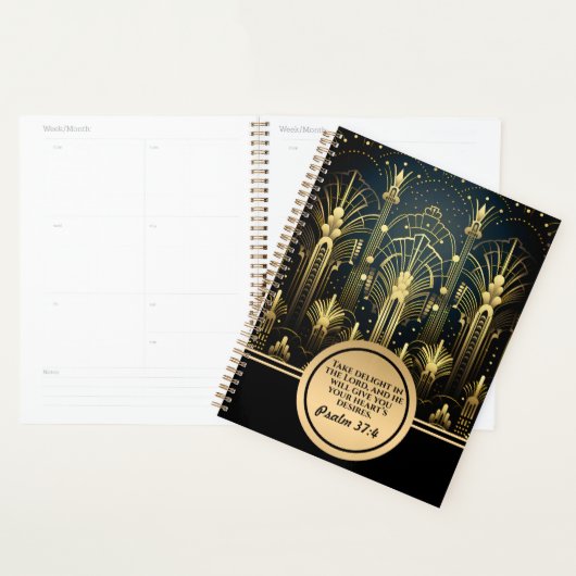 Zwart en goud Gatsby Art Deco met Bijbelvers Planner (Display)