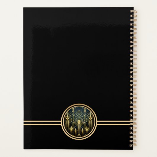 Zwart en goud Gatsby Art Deco met Bijbelvers Planner (Achterkant)