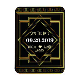 Zwart en goud Gatsby bruiloft Save the Date Magneet