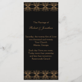 Zwart en Goud Gay Huwelijksprogramma Programmakaart