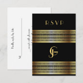 Zwart en Goud Gay/Lesbisch Huwelijksreactie Kaarte RSVP Kaartje (Voorkant / Achterkant)