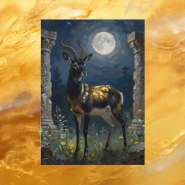 Zwart en Goud Gazelle | Denken Aan Jou Kaart