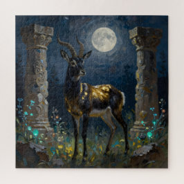 Zwart en Goud Gazelle | Wilde Illustratie Legpuzzel