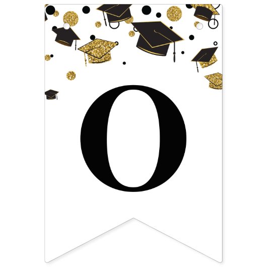 Zwart en goud Gefeliciteerd | Afstudeerfeest Vlaggetjes (Tweede vlag)