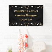Zwart en Goud Gefeliciteerd Afstuderen Custom Spandoek (Insitu)