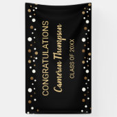Zwart en Goud Gefeliciteerd Afstuderen Custom Spandoek (Verticaal)