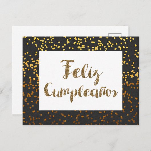 Zwart en Goud Gefeliciteerd Verjaardag Briefkaart (Voorkant / Achterkant)