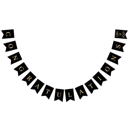 Zwart en goud Gefeliciteerd Vlaggetjes (Alle)