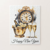 Zwart en goud gelukkig nieuwjaar legpuzzel (Verticaal)