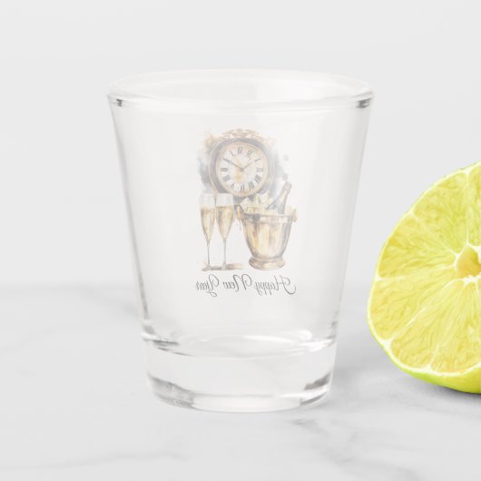 Zwart en goud gelukkig nieuwjaar shot glas